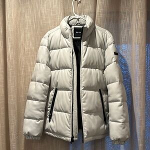 Men’s DKNY Pleather Oyster White Jacket Size M